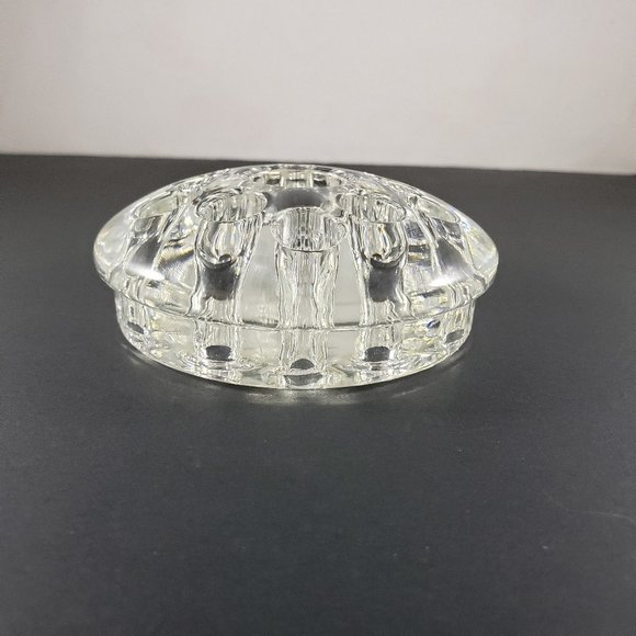 Vintage 10 hole glass flower frog with candle holder centre 3" width - Picture 4 of 5